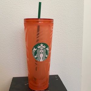 Pink Cold Cup with leaf design (24oz)